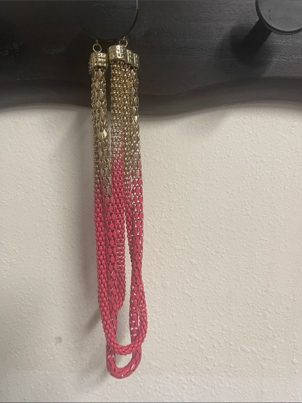 Gold and Pink Multi-Strand Rope Necklace - Women Jewelry
